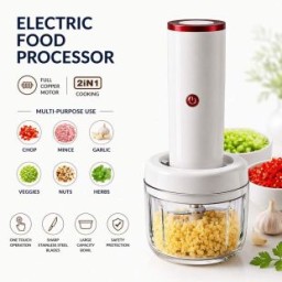 محضرة طعام كهربائية لا سلكية 2x1مع خفاقة 2-in-1 Cordless Electric Food Processor with Whisk