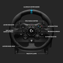 عجلة القيادة ودواسات Logitech G923 للسباق لأجهزة Xbox X|S وXbox One والكمبيوتر الشخصي Logitech G923 Racing Wheel and Pedals for Xbox X|S, Xbox One and PC