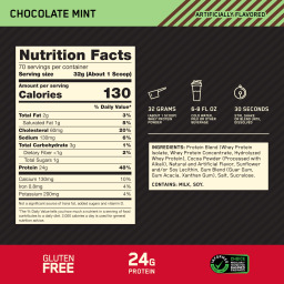 غولد ستاندرد 100% بروتين مصل الحليب - شوكولاتة بالنعناع 2.24 كغم Gold Standard 100% Whey Protein Powder - Chocolate Mint 2.24Kg