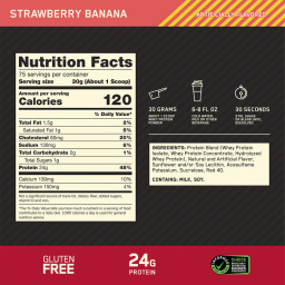 غولد ستاندرد 100% بروتين مصل الحليب بنكهة الفراولة والموز - 2.27 كغم Gold Standard 100% Whey Protein Powder - Strawberry Banana 5 lb