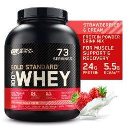 جولد ستاندرد 100% واي بروتين بنكهة الفراولة والكريمة Gold Standard 100% Whey Protein Strawberries & Cream