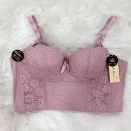 حمالة صدر سفنج وعظم زبده ليكرا طويل دعم كامل Moda Clavel Padded Underwire Lycra Longline Bra - Butter Smooth Back Support