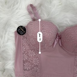 حمالة صدر سفنج وعظم زبده ليكرا طويل دعم كامل Moda Clavel Padded Underwire Lycra Longline Bra - Butter Smooth Back Support
