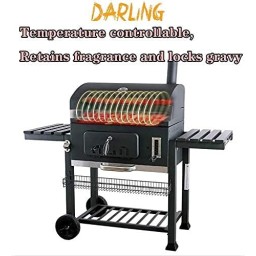 شواية فحم شواية فحم محمولة مطلية بمسحوق رمادي مع طاولات جانبية قابلة للتعديل barbecue grill and smoker