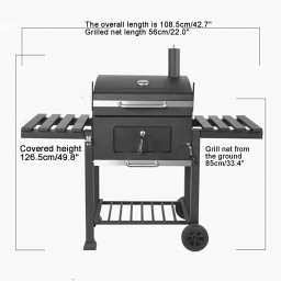 شواية فحم شواية فحم محمولة مطلية بمسحوق رمادي مع طاولات جانبية قابلة للتعديل barbecue grill and smoker