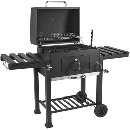 شواية فحم شواية فحم محمولة مطلية بمسحوق رمادي مع طاولات جانبية قابلة للتعديل barbecue grill and smoker