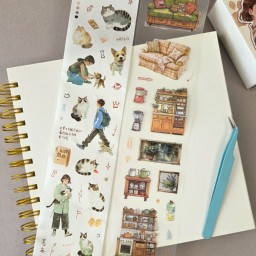 طقم بوكس ملصقات وأشرطة واشي Washi Tape Sticker Box Set