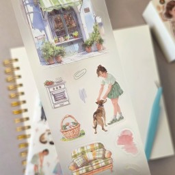 طقم بوكس ملصقات وأشرطة واشي Washi Tape Sticker Box Set