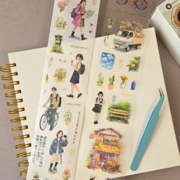طقم بوكس ملصقات وأشرطة واشي Washi Tape Sticker Box Set