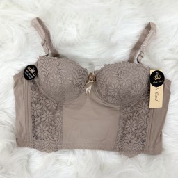 حمالة صدر سفنج وعظم زبدة ليكرا طويل دعم كامل Moda Clavel Padded Underwire Lycra Longline Bra - Butter Smooth Back Support