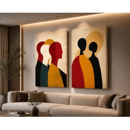لوحة ثنائية فنية تجريدية canvas