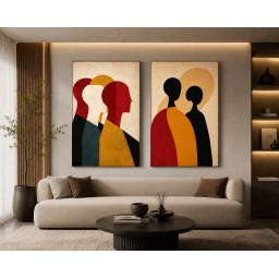 لوحة ثنائية فنية تجريدية canvas