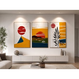 ثلاث لوحات تجريدي canvas