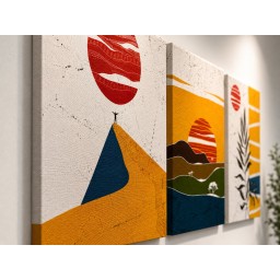 ثلاث لوحات تجريدي canvas
