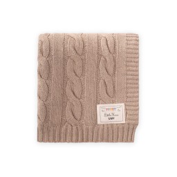 بطانية أطفال تريكو بنمط جديلة 80x100 سم - بيج Baby Knitted Cable Knit Blanket 80x100 cm - Beige