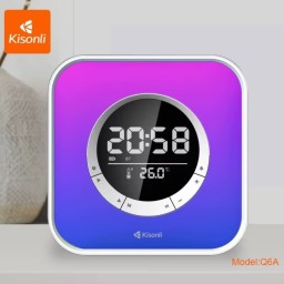 سماعة بلوتوث ذكية Kisonli Q6A مع مصباح RGB وساعة رقمية Kisonli Q6A RGB Bluetooth Speaker with Digital Clock