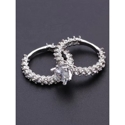 طقم خواتم كريستال Silver Crystal Ring Set