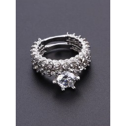 طقم خواتم كريستال Silver Crystal Ring Set