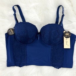 حمالة صدر سفنج وعظم زبدة ليكرا طويل دعم كامل Moda Clavel Padded Underwire Lycra Longline Bra - Butter Smooth Back Support