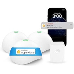 مجموعة مستشعر تسرب المياه الذكي من Meross مع وحدة التحكم (متوافقة مع Apple HomeKit وSmartThings) Meross Smart Water Leak Sensor Kit with Hub (Works with Apple HomeKit & SmartThings)