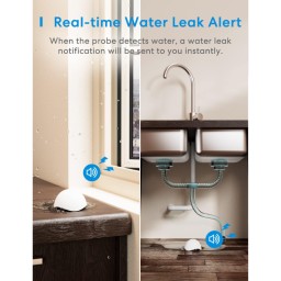 مجموعة مستشعر تسرب المياه الذكي من Meross مع وحدة التحكم (متوافقة مع Apple HomeKit وSmartThings) Meross Smart Water Leak Sensor Kit with Hub (Works with Apple HomeKit & SmartThings)