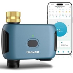 مؤقت مياه ذكي يعمل بتقنية الواي فاي من ميروس لخرطوم الحديقة مع مدخل ومخرج نحاسيين Meross Smart Wi-Fi Water Timer for Garden Hose with Brass Inlet & Outlet (Works with Apple HomeKit, Alexa & Google Assistant)