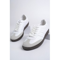 حذاء رياضي Muggo GORDON للجنسين أبيض برباط للمشي والجري - مريح وعصري Muggo GORDON Unisex Orthopedic Lace-Up Walking Running Sneaker - White