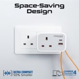 شاحن متعدد الوظائف بمقبس تيار متردد مع كابل USB-C Multifunctional charger with AC plug and USB-C cable