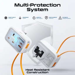 شاحن متعدد الوظائف بمقبس تيار متردد مع كابل USB-C Multifunctional charger with AC plug and USB-C cable