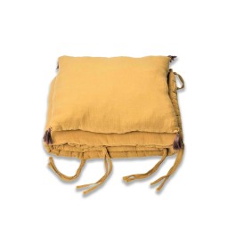 طقم وسائد حماية سرير الأطفال من قماش المِسلين المغسول باللون الأصفر الخردلي (32×180 سم) Muslin Baby Bed Protection Pillow Set (Washed) 32x180 cm