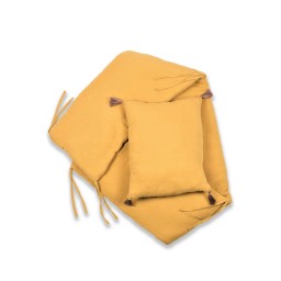 طقم وسائد حماية سرير الأطفال من قماش المِسلين المغسول باللون الأصفر الخردلي (32×180 سم) Muslin Baby Bed Protection Pillow Set (Washed) 32x180 cm