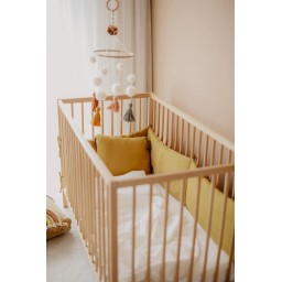 طقم وسائد حماية سرير الأطفال من قماش المِسلين المغسول باللون الأصفر الخردلي (32×180 سم) Muslin Baby Bed Protection Pillow Set (Washed) 32x180 cm