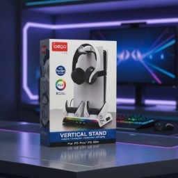 قاعدة iPega متعددة الوظائف مع تبريد وشحن RGB لجهاز PS5 Slim وPS5 Pro iPega RGB Vertical Stand with Cooling & Charging Dock for PS5 Slim / PS5 Pro