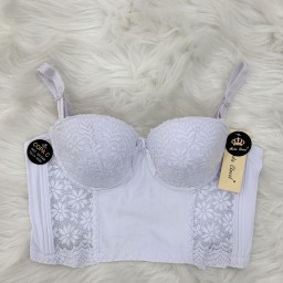 حمالة صدر سفنج وعظم زبدة ليكرا طويل دعم كامل Moda Clavel Padded Underwire Lycra Longline Bra - Butter Smooth Back Support