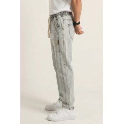 بنطلون جينز رجالي بقصة مريحة Baggy 30076 - لون حجر Men's Relaxed Fit Baggy Jean Pants 30076 - Stone Color