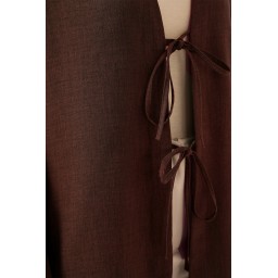 كيمونو محتشم كتان 5968 - بني Linen Modest Kimono 5968 - Brown