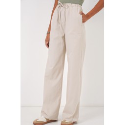 بنطلون نسائي واسع الساق بخصر عالٍ - كريمي Women's Wide Leg High Waist Trousers - Cream