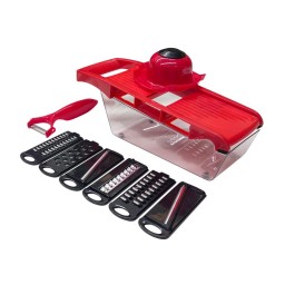 قطّاعة خضار وفواكه متعددة 10×1 مع شفرات تبديل (Mandoline Slicer) 10-in-1 Multi-Purpose Vegetable and Fruit Slicer with Interchangeable Blades (Mandoline Slicer)