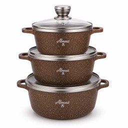 سيت قدر ألماز زيتي كرانيت 3 قطع ALMAAZ Granite Cookware Set 3 Pieces