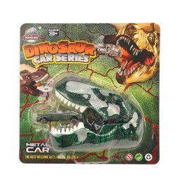 مجموعة سيارات معدنية تفاعلية مع مجسم رأس ديناصور مفترس Dinosaur Car Series Metal Die-Cast Cars Play Set with Dinosaur Head Launcher