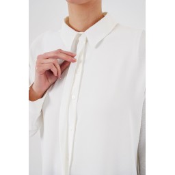 تونيك قميص نسائي طويل 5945 - أبيض Women's Long Shirt Tunic 5945 - White