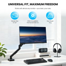 حامل شاشة فانتك MBS1 أحادي الذراع – أسود Fantech MBS1 Single-Arm Monitor Bracket – Black