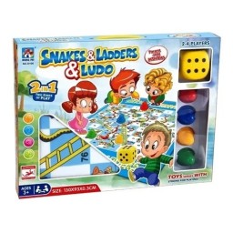 لعبة التحدي الذكي 2 في 1 (سلالم وثعابين و لودو) نع بساط كبير 2-in-1 Classic Snakes & Ladders & Ludo Board Game Set