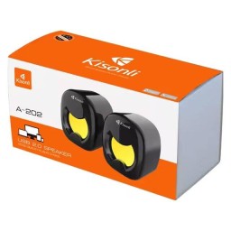 سماعات Kisonli A202 ستيريو بإضاءة RGB (أسود وأصفر) Kisonli A202 Stereo Speaker (Black & Yellow)