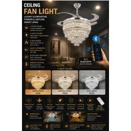 ثريا مع مروحة سقفية ومكبر صوت بلوتوث Ceiling Fan Light with Bluetooth Speaker