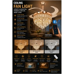ثريا مع مروحة سقفية ومكبر صوت بلوتوث Ceiling Fan Light with Bluetooth Speaker