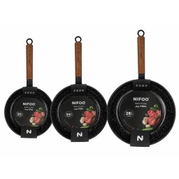 سيت مقالي نايفو بيم كرانيت 3 قطع NIFOO Beam Granite Frying Pan Set  3 Pieces