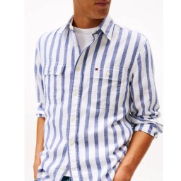 قميص مخطط بقصة مريحة وأزرار Stripe Relaxed Button-Down Shirt