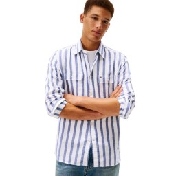 قميص مخطط بقصة مريحة وأزرار Stripe Relaxed Button-Down Shirt