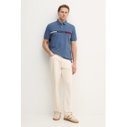 بولو تيشرت رجالي باللون الأزرق الداكن Men's Dark Blue Polo Shirt with Patch